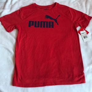 Red and dark blue puma t shirt